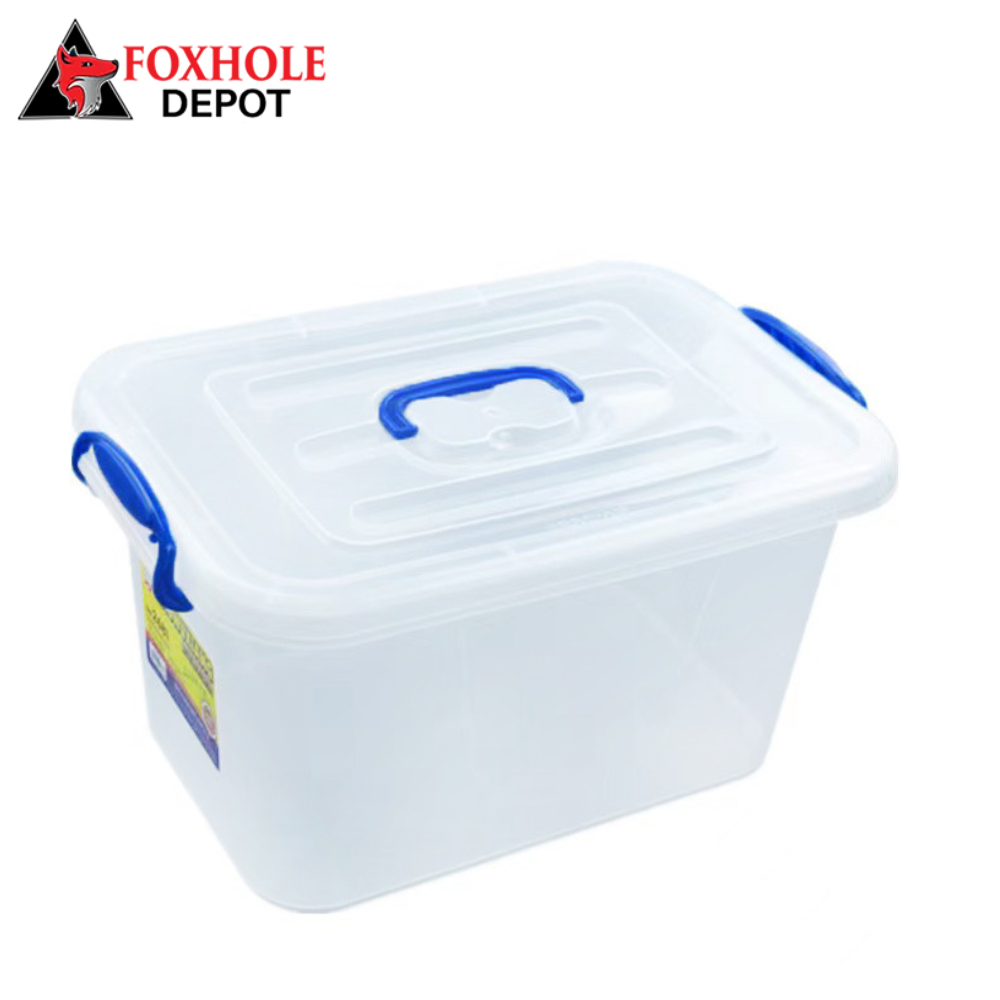 15L / 3.96  Gallon Clear Plastic Storage Box Container with Handle and Latches - 24/Case
