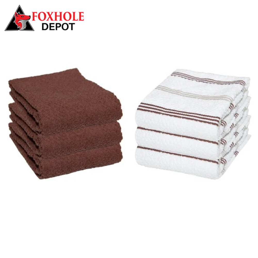 15" x 25" Stripe Pattern 40 oz. Premier 100% Cotton Kitchen Towel - 6/Pack