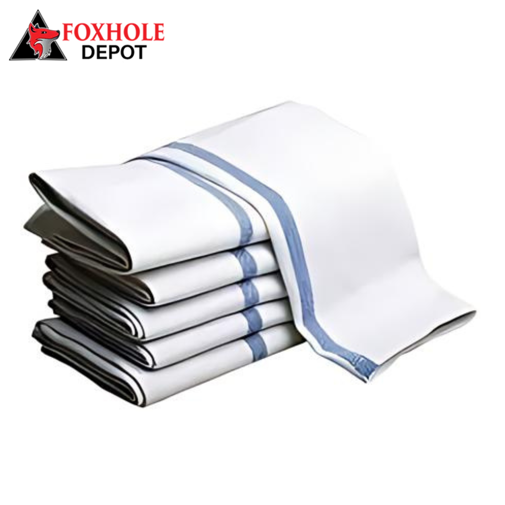 15" x 26" Striped 24 oz. 100% Cotton Herringbone Kitchen Towel - 12/Pack - Blue striped