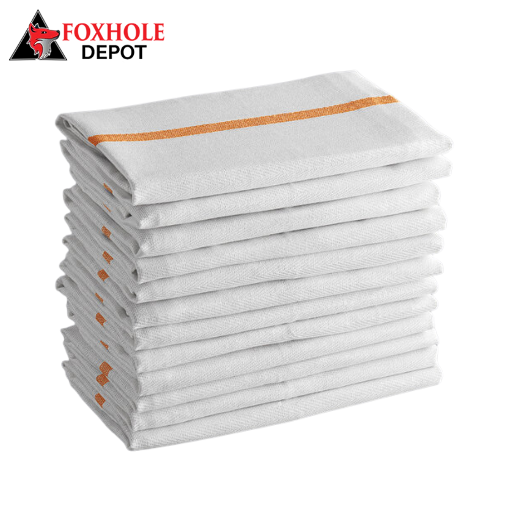 15" x 26" Striped 24 oz. 100% Cotton Herringbone Kitchen Towel - 12/Pack - Orange striped