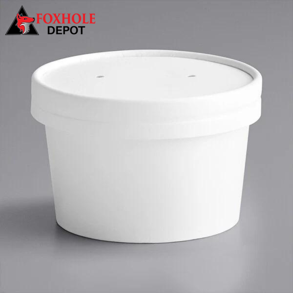 16 oz. White Paper Food Cup Soup Containers With Vented Paper Lid – 250Case