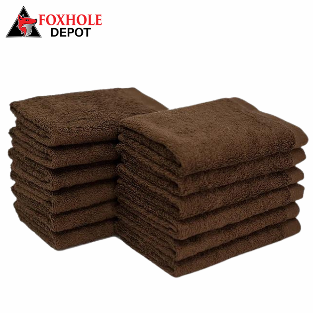 16" x 19" Brown 24 oz. 100% Cotton Ribbed Terry Bar Towel - 12/Pack