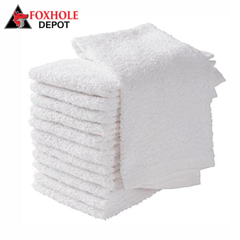 16" x 19" White Cotton Ribbed Bar Towel - 12/Pack