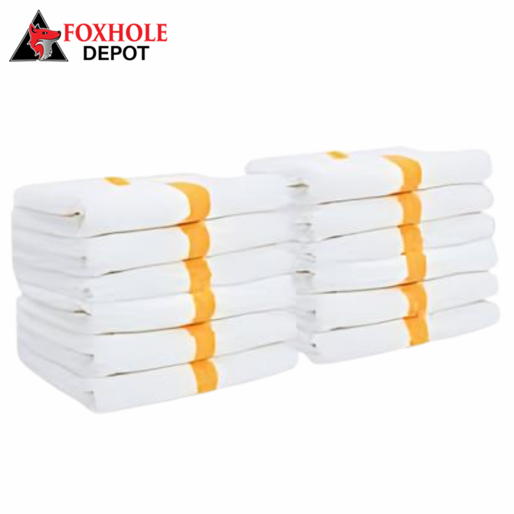 16x27 3LB Hand Towels Beige Center Strip - Gold Center Stripe