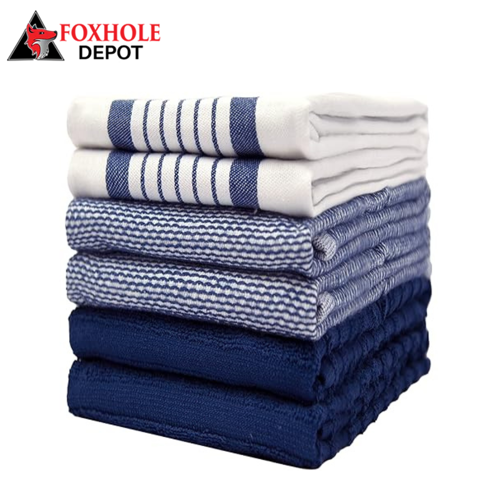 20" x 28" Striped Poly / Cotton Extra Large Heavyweight Herringbone Towel - 12/Pack