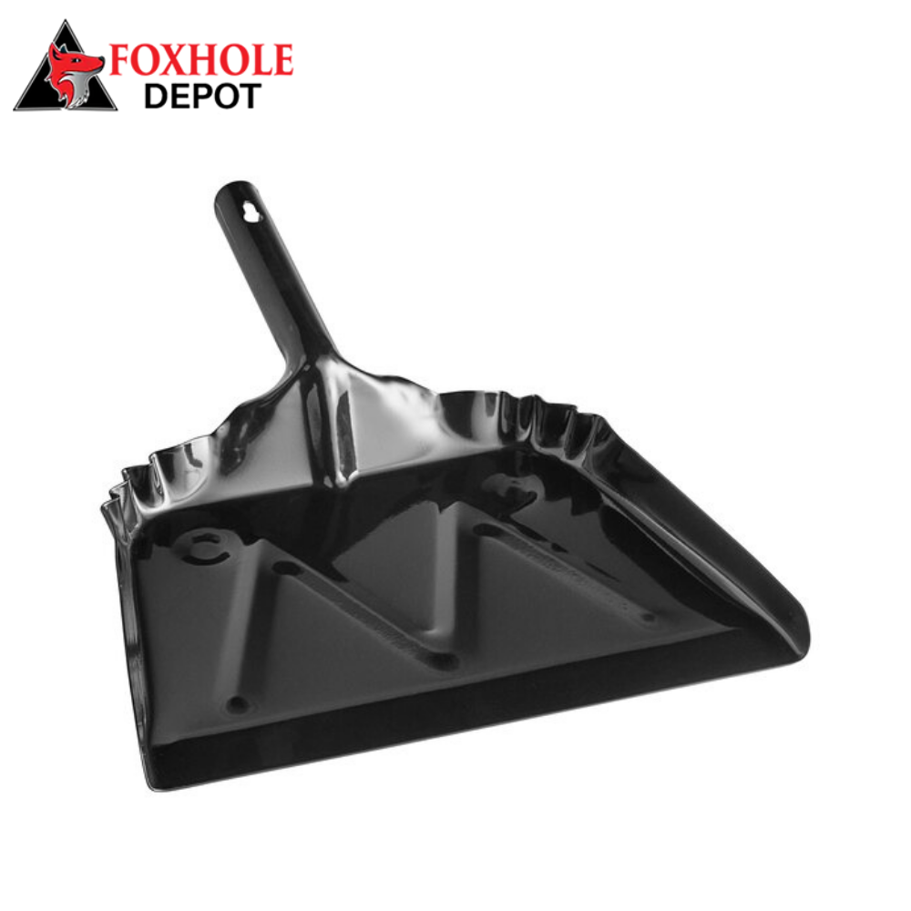 12" Black Steel Heavy-Duty Dust Pan