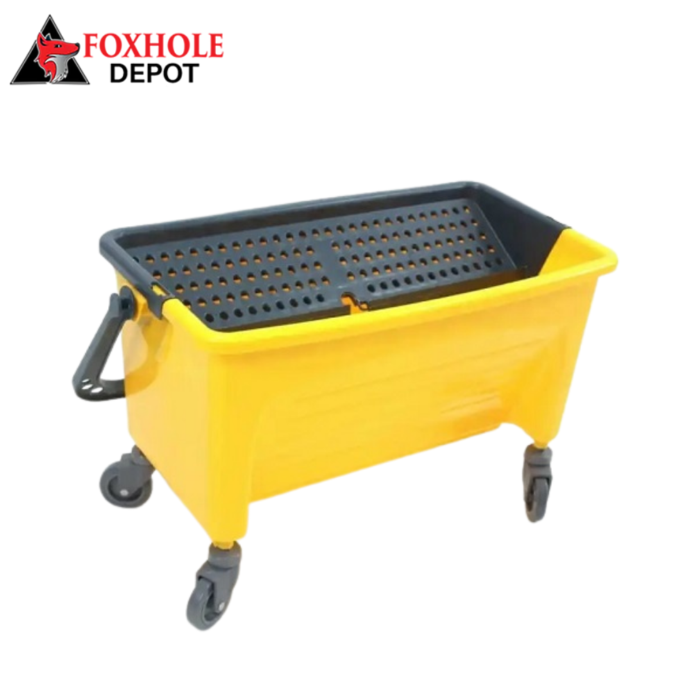 42L / 11 Gallon Plastic Cleaning Mop Bucket Microfiber Press Wring Bucket With Sieve - 2/Case