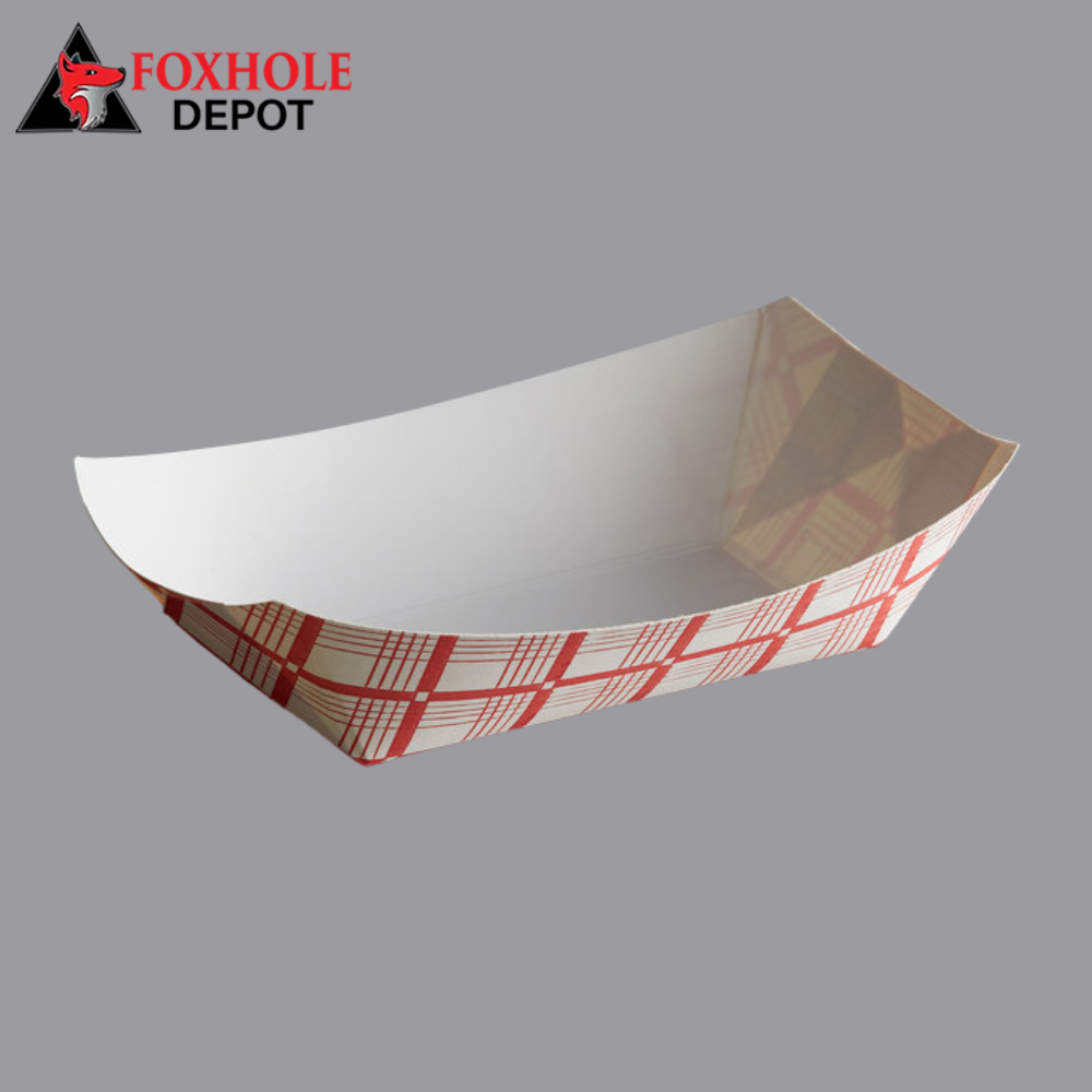 #200 2 lb. Red Checker Paper Food Trays - 1000/Case