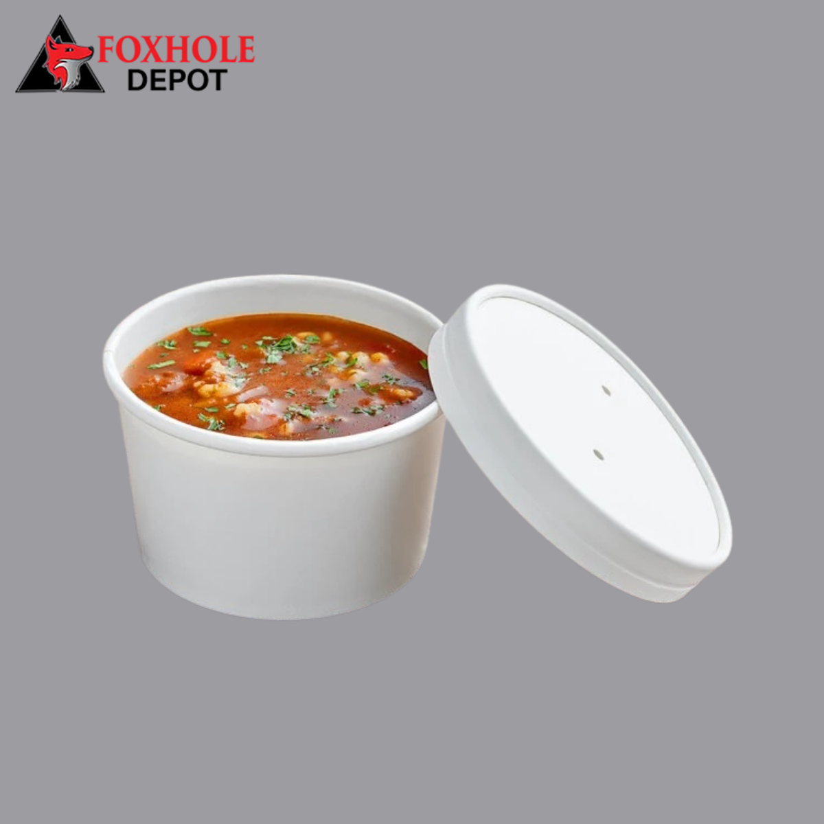8 oz. White Paper Food Cup Soup Containers With Vented Paper Lid - 250/Case