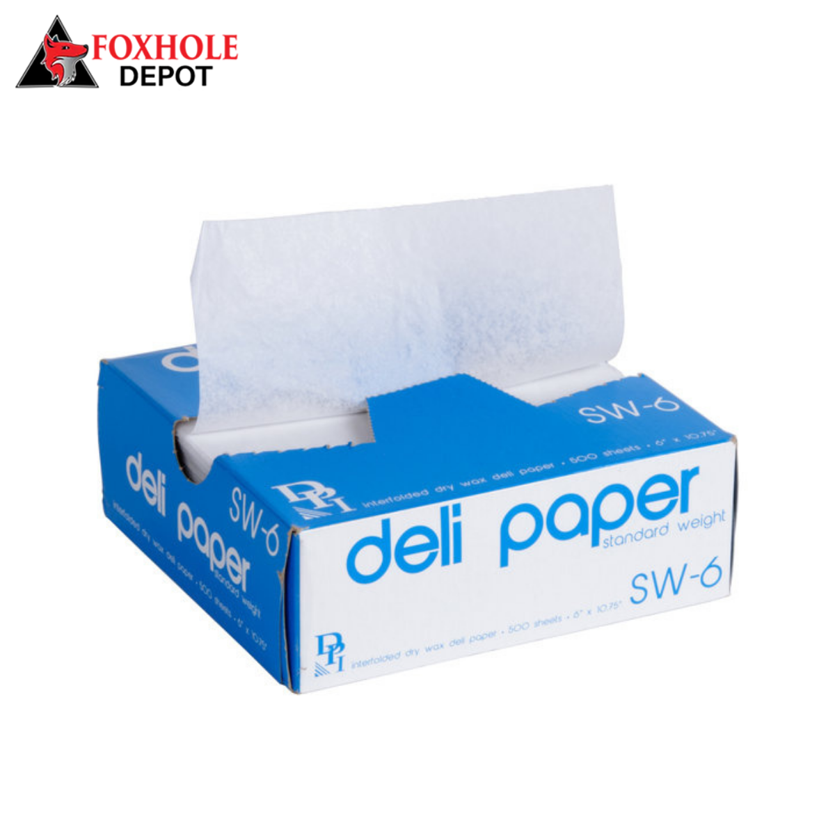 SW-6 Interfolded Deli Sheets 6" x 10 3/4" Deli Wrap Wax Paper, 500 Sheets/Box, 12 Boxes/Carton