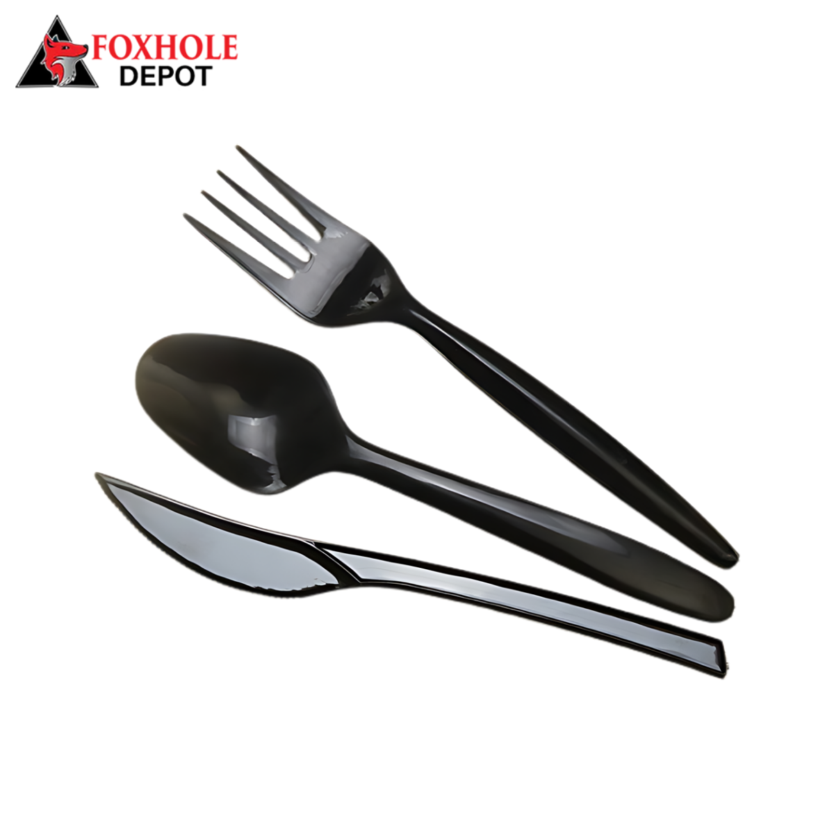 Wrapped Four-Piece Cutlery Kit, Fork/Knife/Spoon/Napkin, Black, Polypropylene - 1000/Case