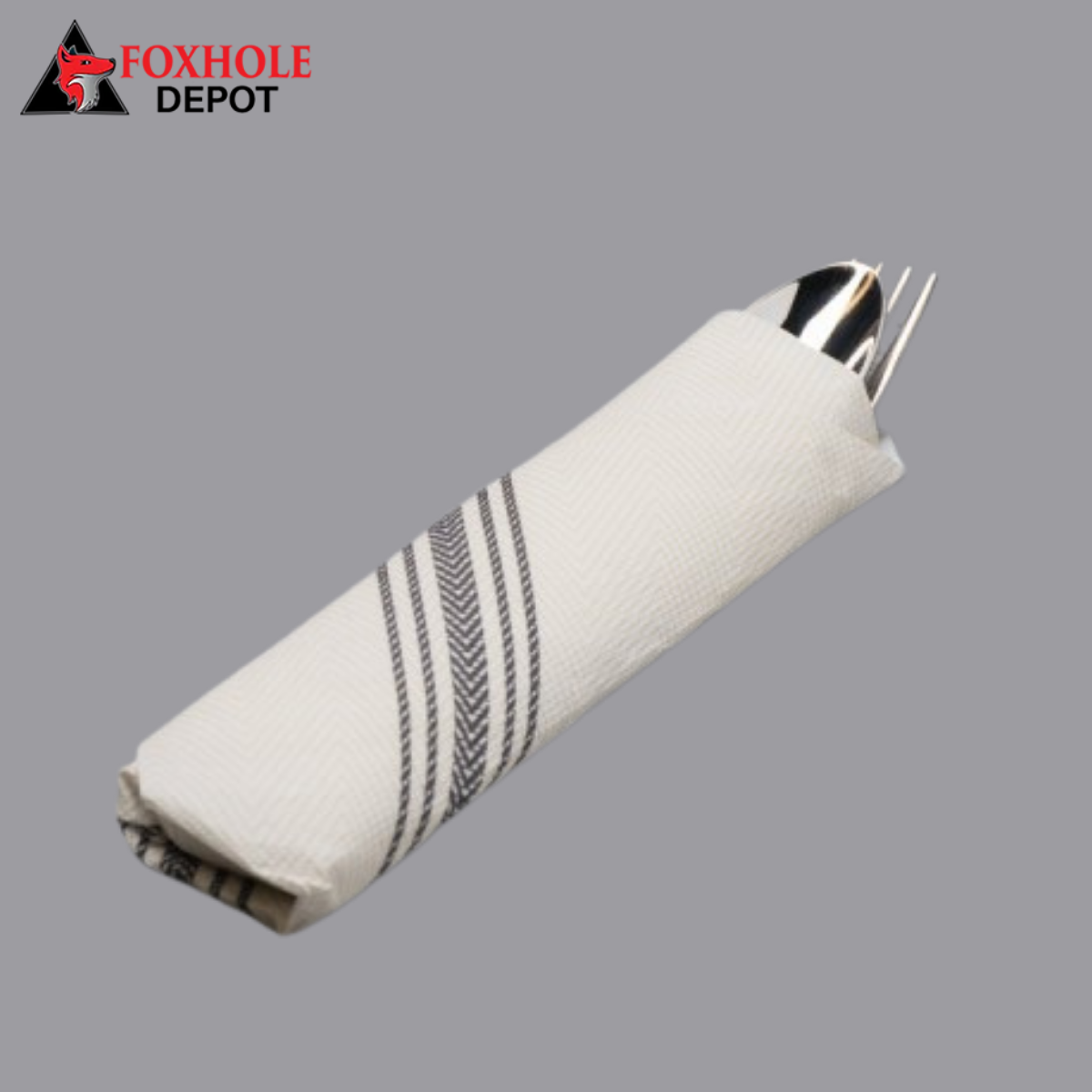 15 1/2" x 15 1/2" FashnPoint White/Black Dishtowel Print Dinner Napkin - 750/Case