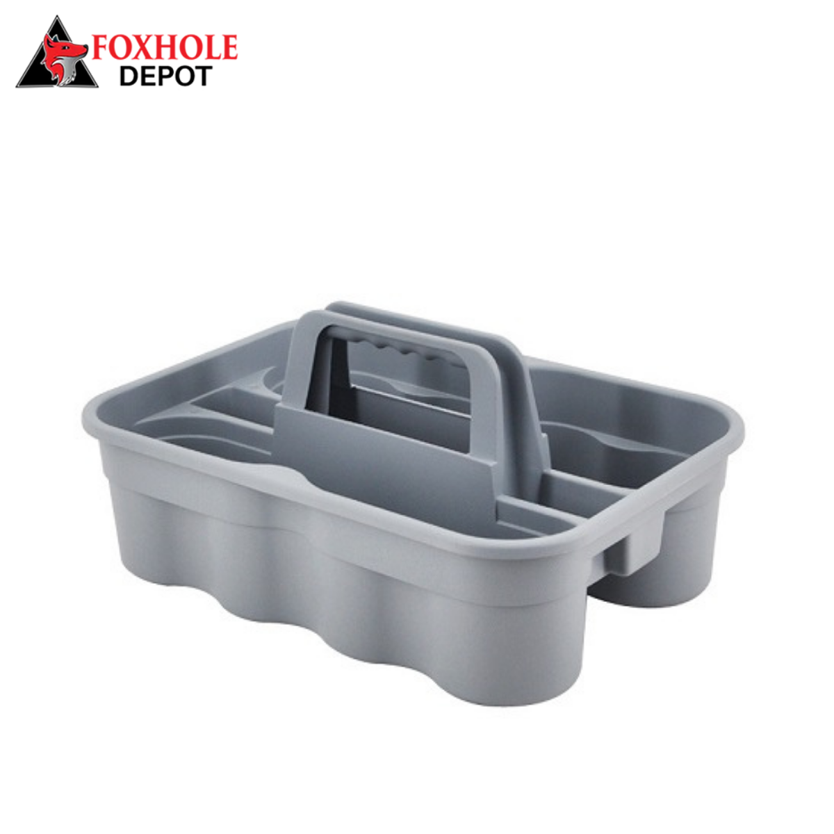 15" x 11" Gray Plastic Cleaning Caddy for Janitorial Tools and Cleaners