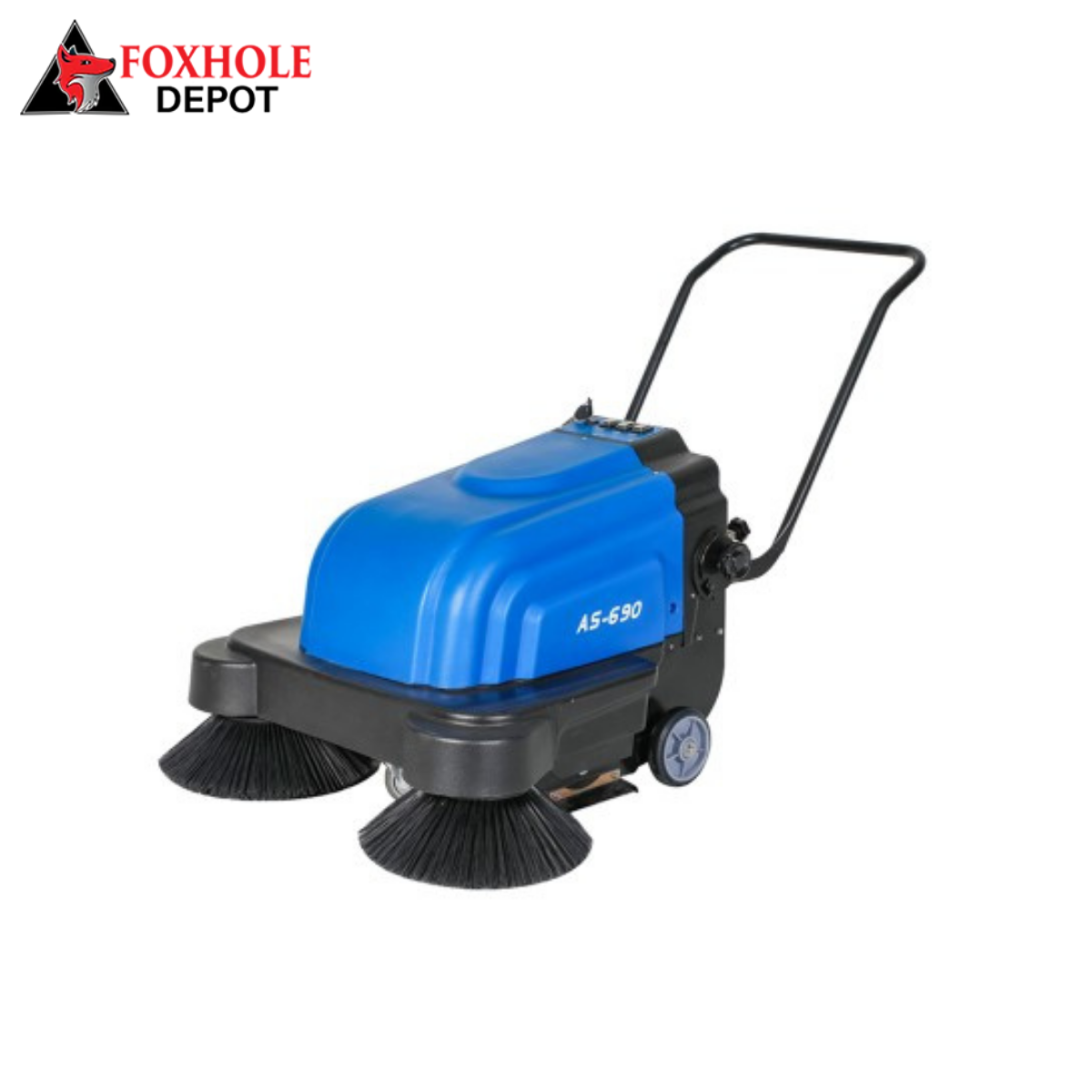 40" Commercial Battery Floor Sweeper with Water Spray - Blue