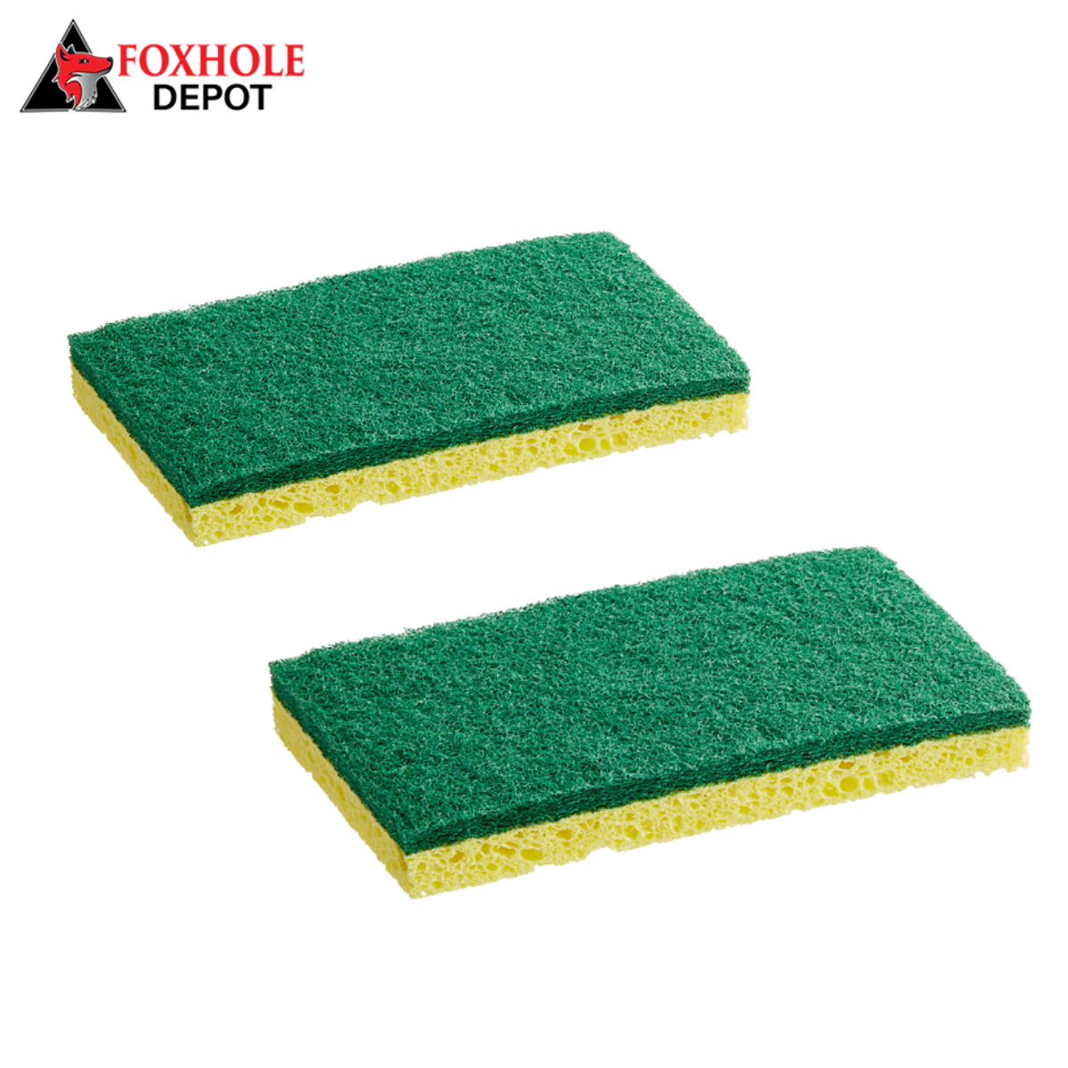 6" x 3 1/2" x 3/4" Heavy-Duty Yellow Sponge with Green Scouring Pad - 6/Pack