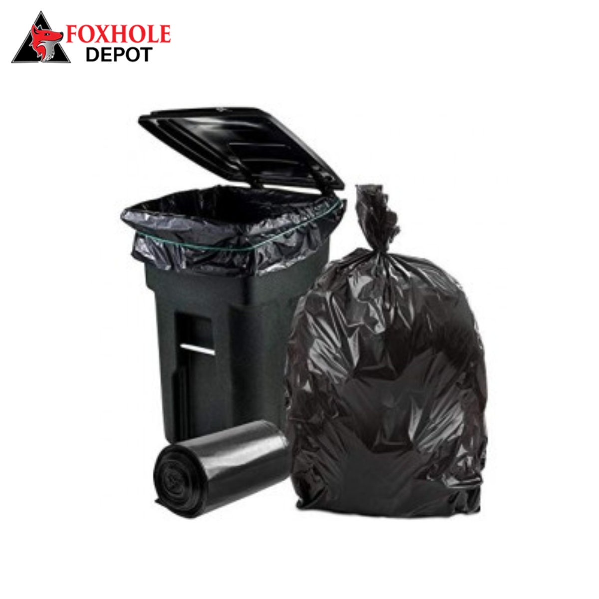 65 Gallon Compatible Trash Bags,3.0 Mil, 50"W x 60"H, Black, 25/case