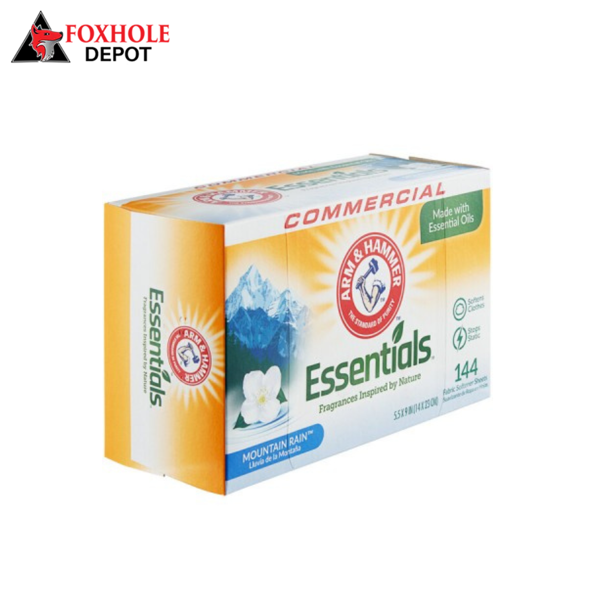 Arm &amp; Hammer 144-Count Essentials Mountain Rain Dryer Sheets - 6/Case