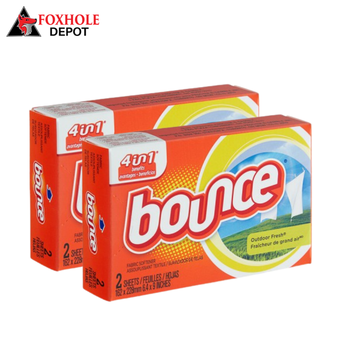 Bounce 02644 2-Count Coin Vend Outdoor Fresh Fabric Softener Dryer Sheets Single Load Box - 156/Case
