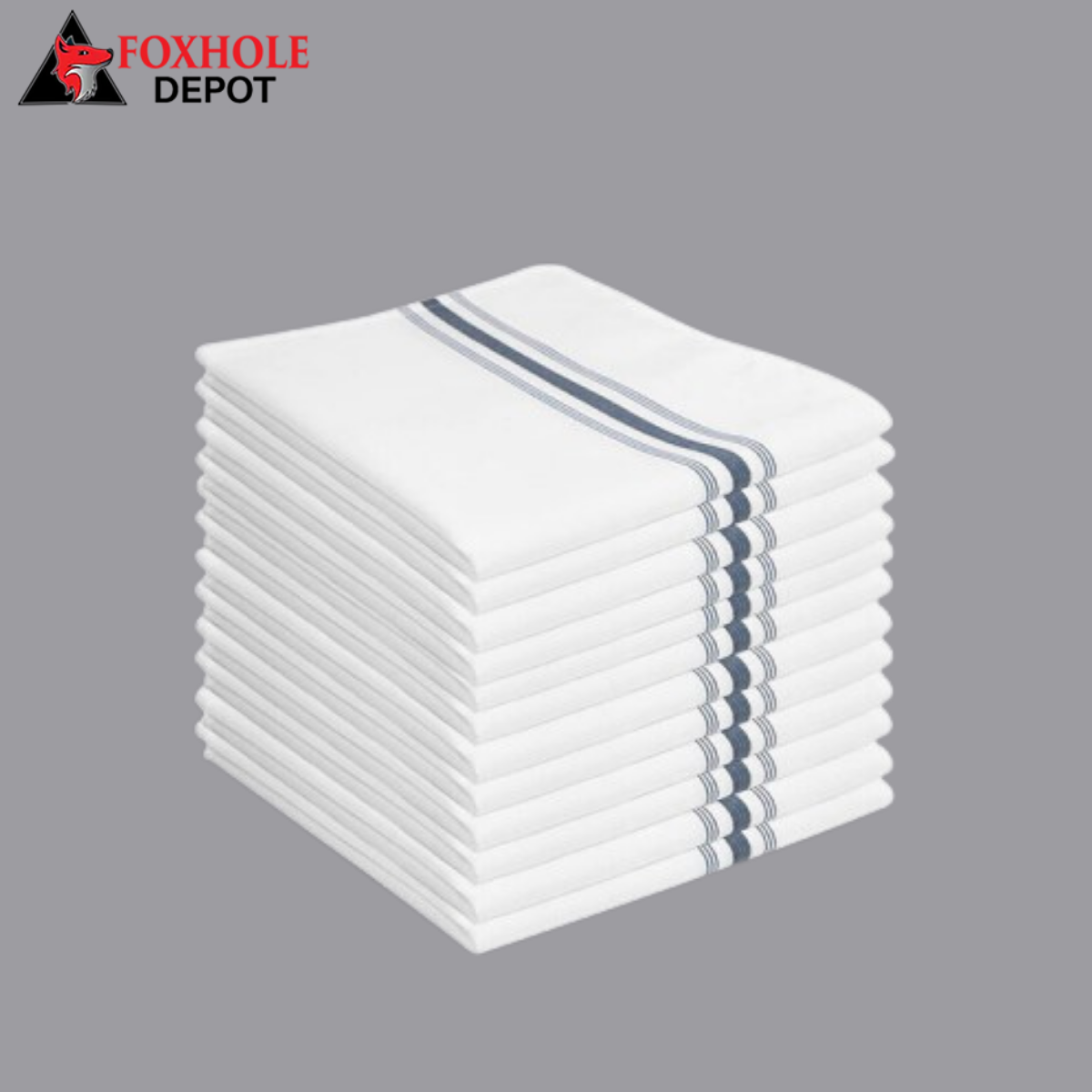 Gray 100% Spun Polyester Bistro Striped Cloth Napkins, 18" x 22" - 120/Case