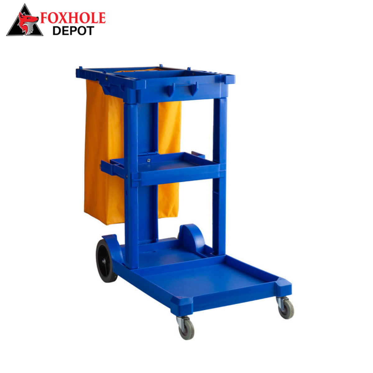 Janitorial Cleaning Cart / Janitor Cart with 3 Shelves and Vinyl Bag