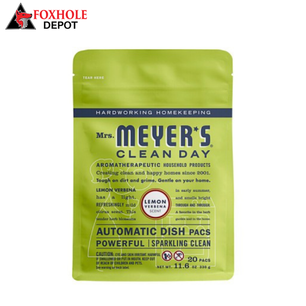 Mrs. Meyer's Clean Day 306684 20-Count Lemon Verbena Dishwasher Pac - 6/Case