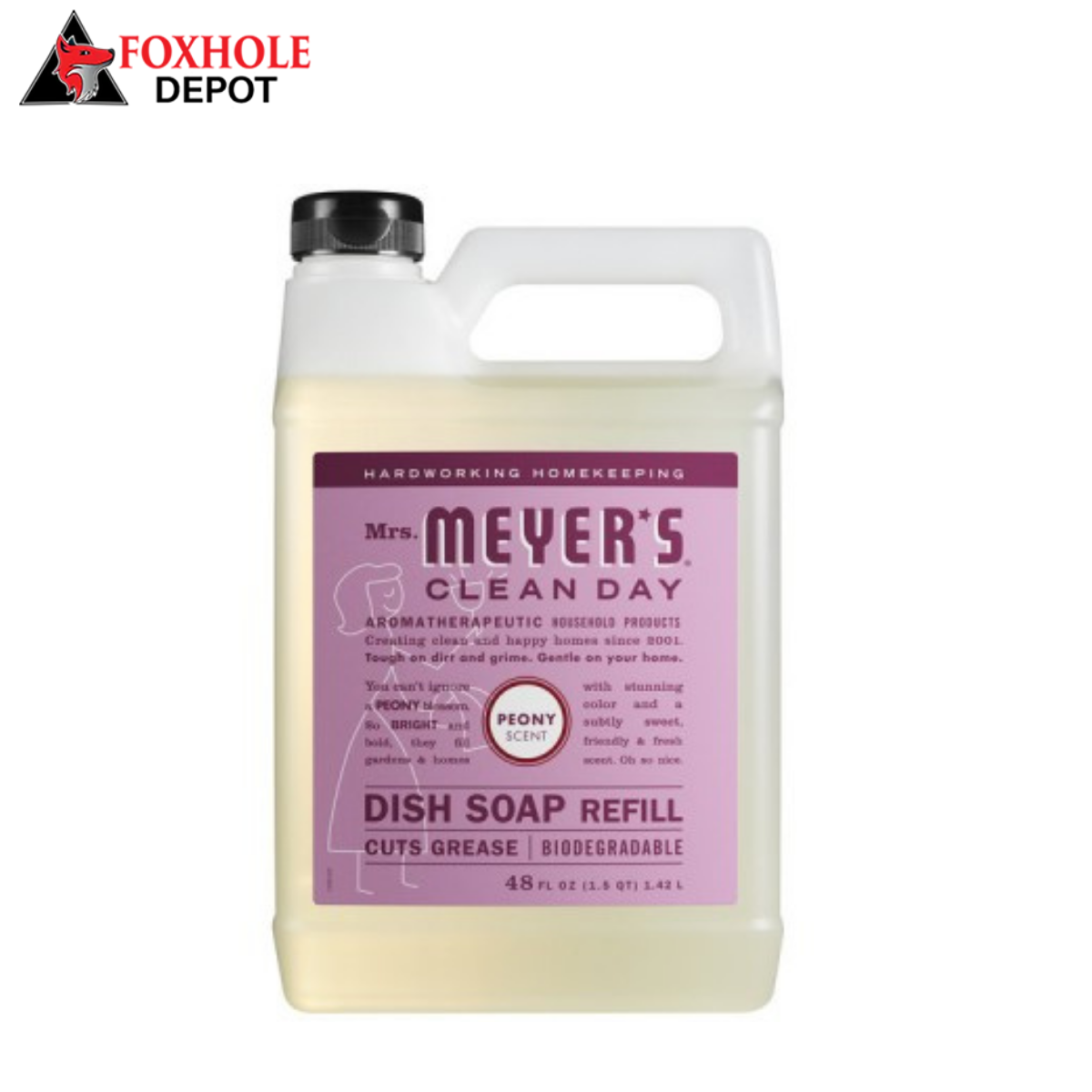 Mrs. Meyer's Clean Day 347631 48 oz. Peony Scented Dish Soap Refill - 6/Case