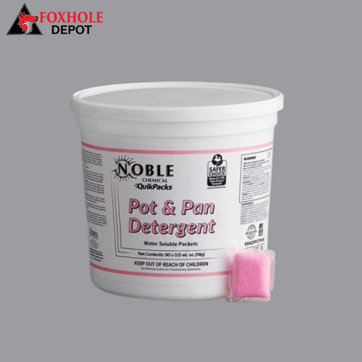 Noble Chemical QuikPacks 0.5 oz. Pot &amp; Pan Detergent Packs 90 Count Tub - 2/Case