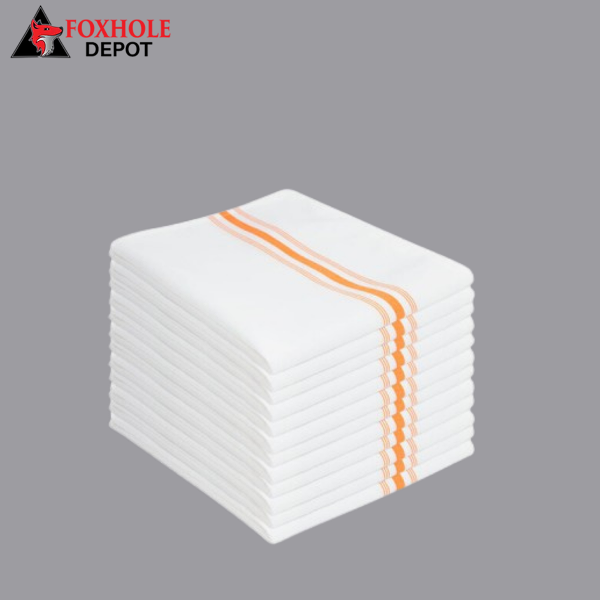 Orange 100% Spun Polyester Bistro Striped Cloth Napkins, 18" x 22" - 12/Pack