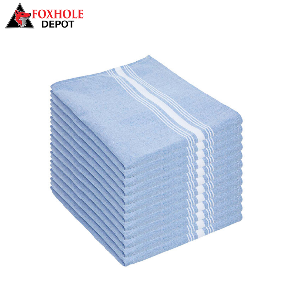 Reverse Blue 100% Spun Polyester Bistro Striped Cloth Napkins, 18" x 22" - 12/Pack