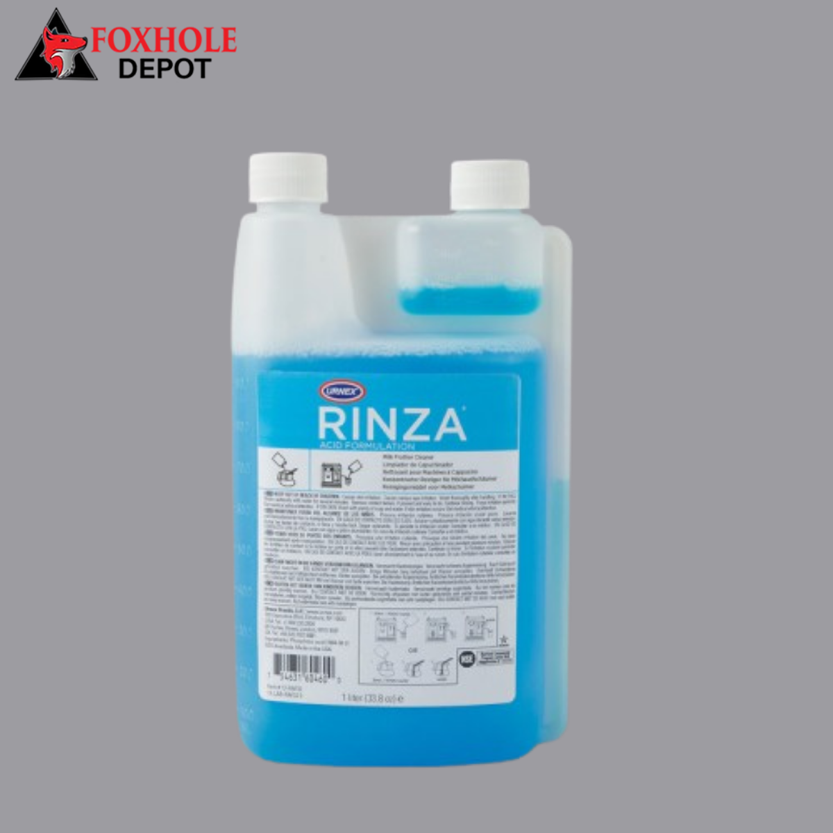 Urnex 12-RAF6-32 1 Liter Rinza Acid Formulation Milk Frother Cleaner