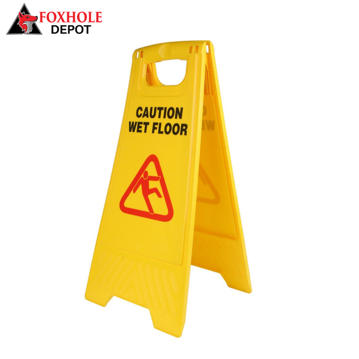 Yellow 2-Sided Caution Wet Floor Sign Plastic Warning Sign - 20/Case