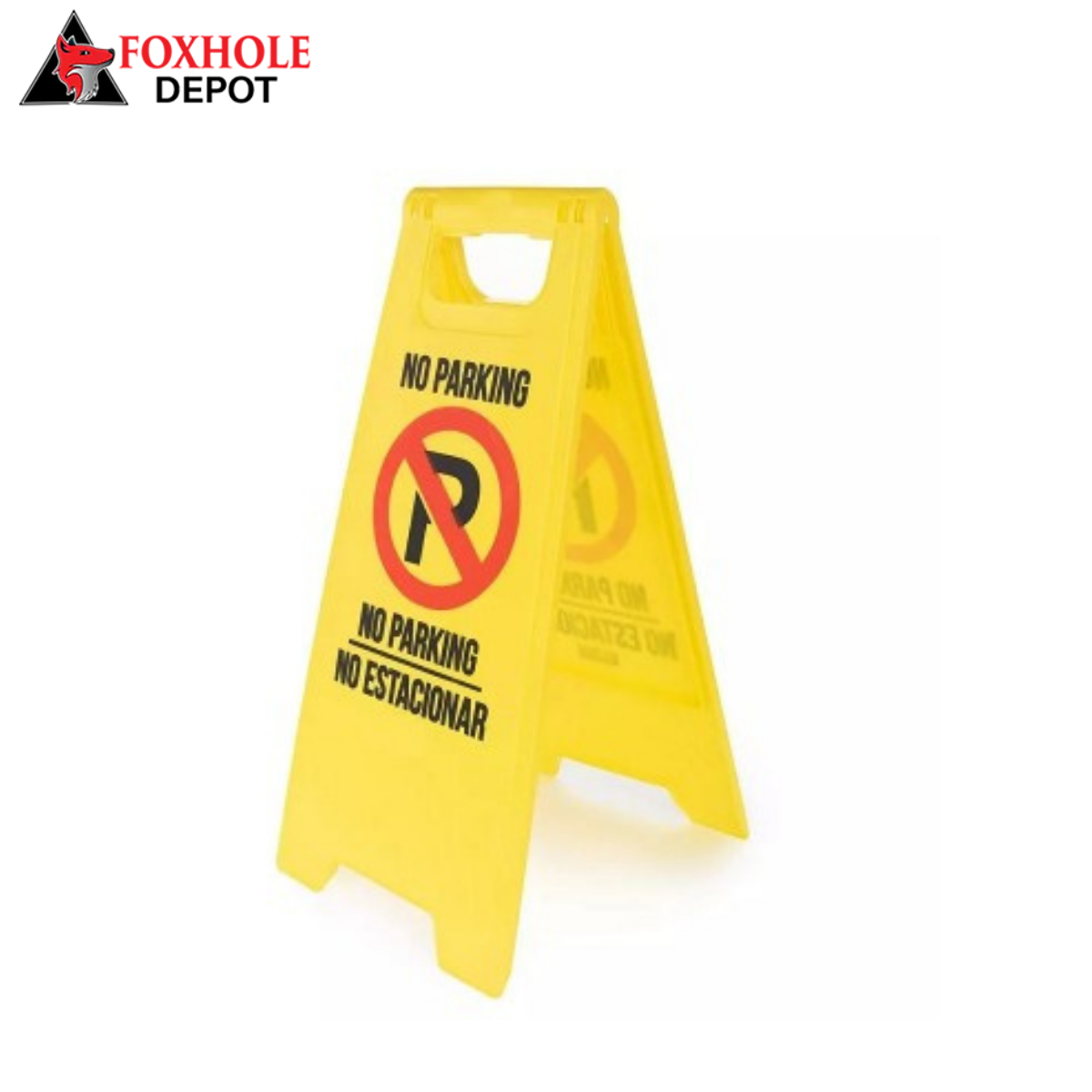 Yellow 2-Sided No Parking Sign Plastic Warning Sign - 20/Case