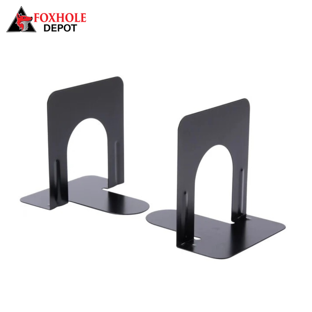 4 3/4" x 5 1/4" x 5" Black Heavy-Gauge Steel Economy Bookends - 12 Pairs