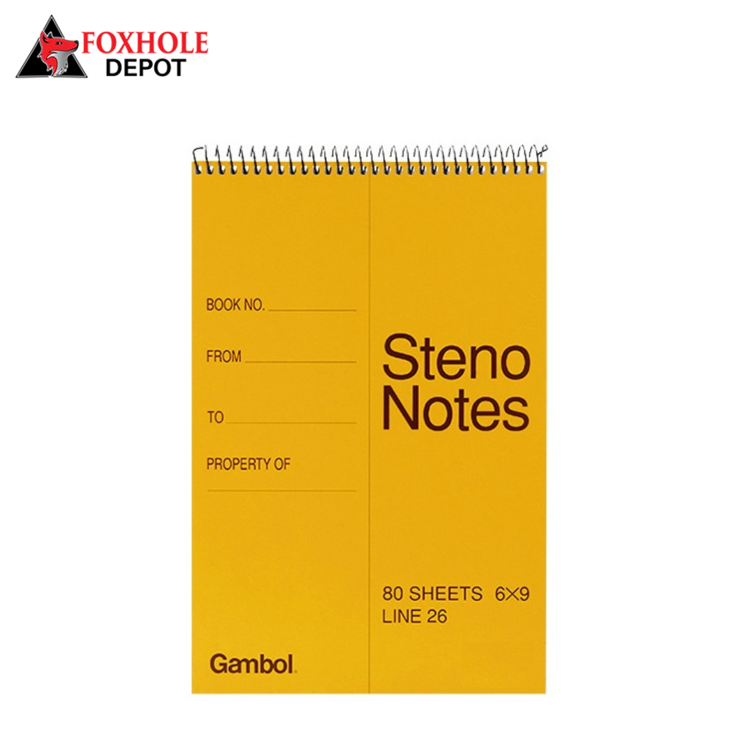 6" x 9" Brown Cover Gregg Rule White Paper Steno Book 80 Sheets - 12/Pack