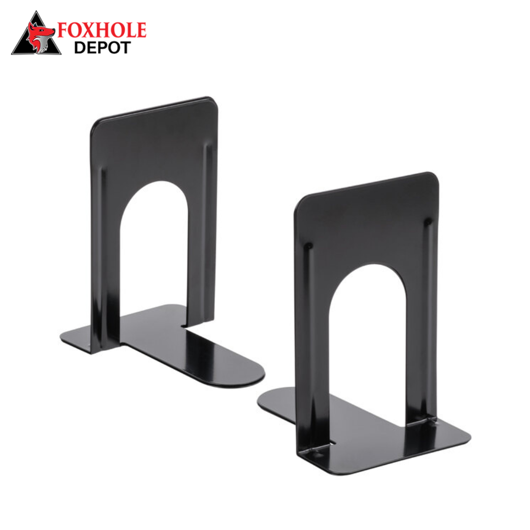 8 1/4" x 5 7/8" x 9" Black Steel Economy Standard Bookends - 12 Pairs