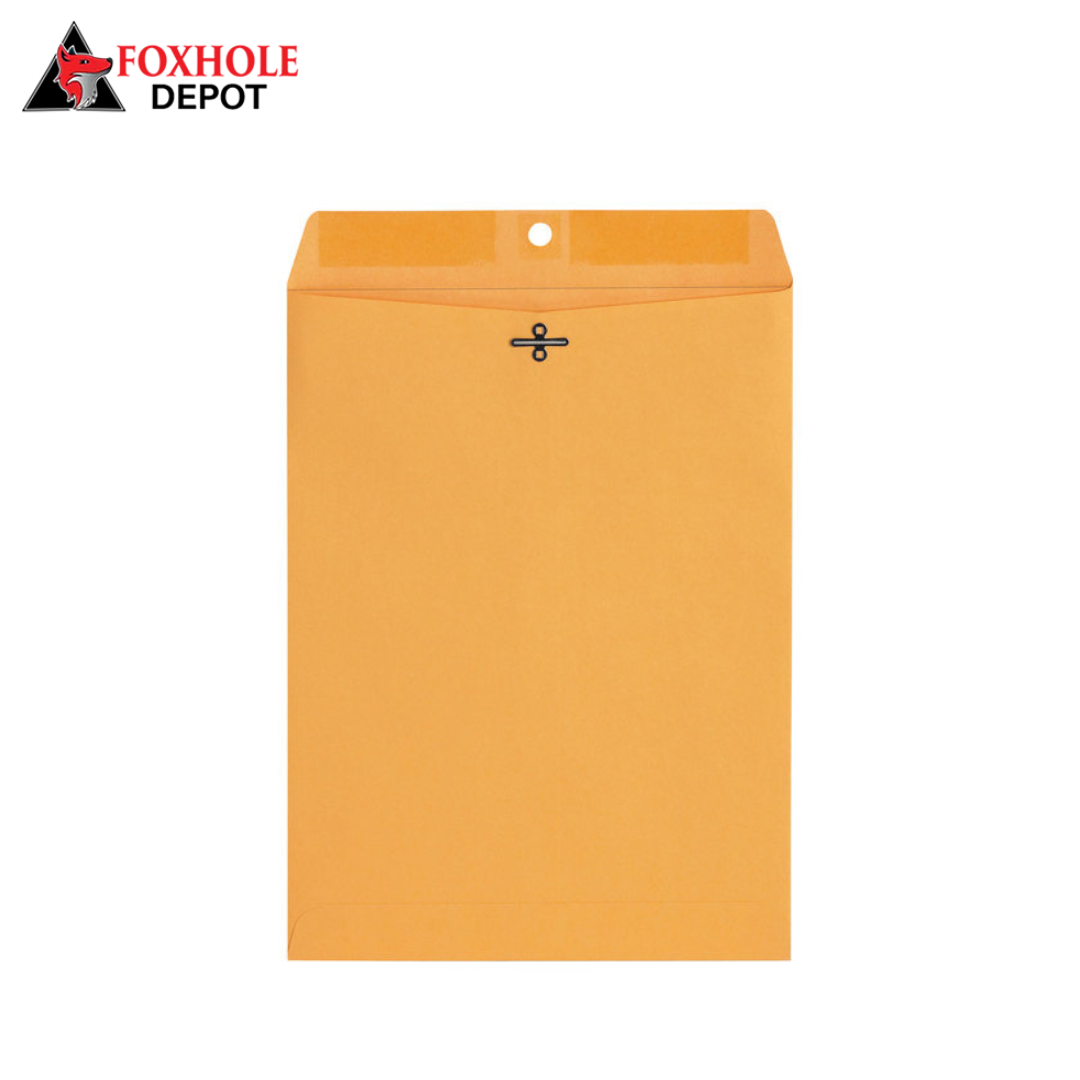 9" x 12" Clasp Envelopes Brown Kraft Gummed Flap - 100/Pack