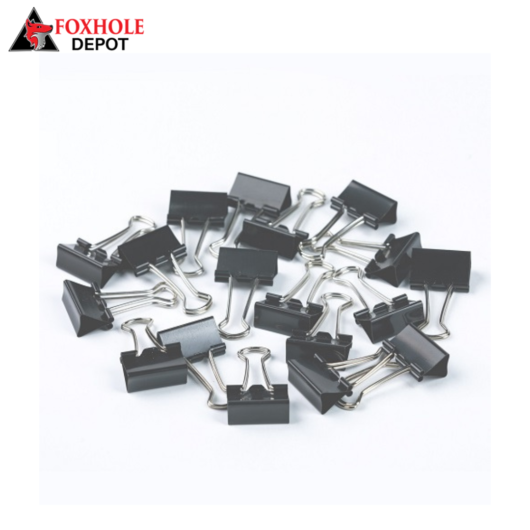 Black Small Binder Clips 3/4 Inch 19mm - 144/Pack