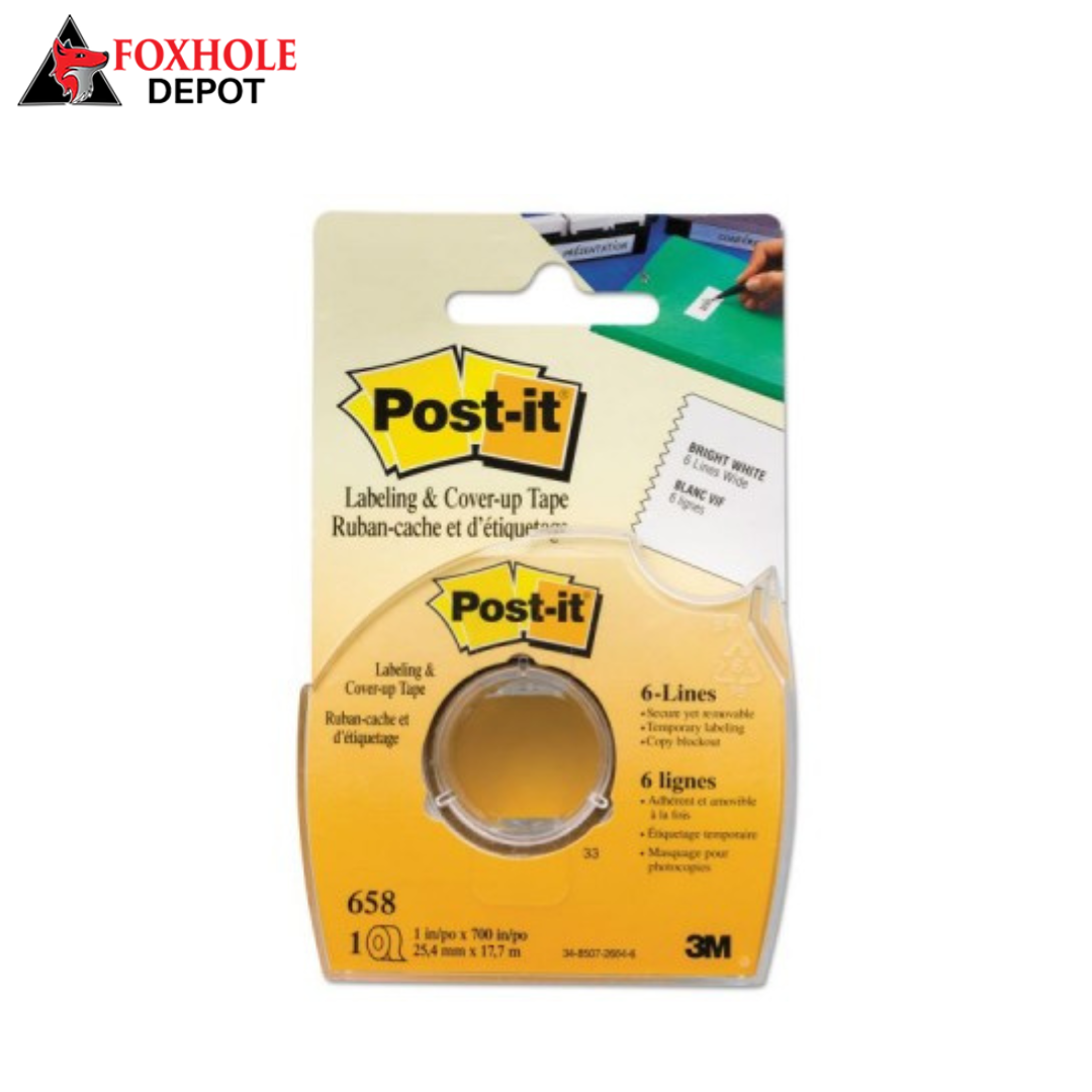 Post-it Labeling and Cover-Up Tape, Non-Refillable, Clear Applicator,1" x 700"