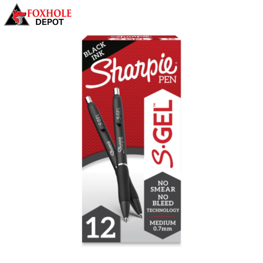 Sharpie S-Gel, Gel Pens, Fine Point (0.5mm), Black Ink Gel Pen, 12 Count