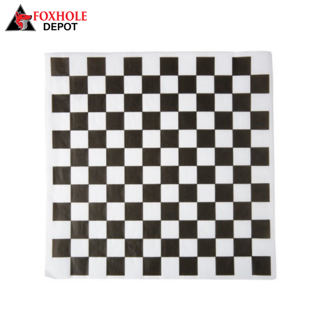 12" x 12" Deli Paper Sheets Sandwich Wrap Paper Checkered Liner Papers - 5000/Case - Black