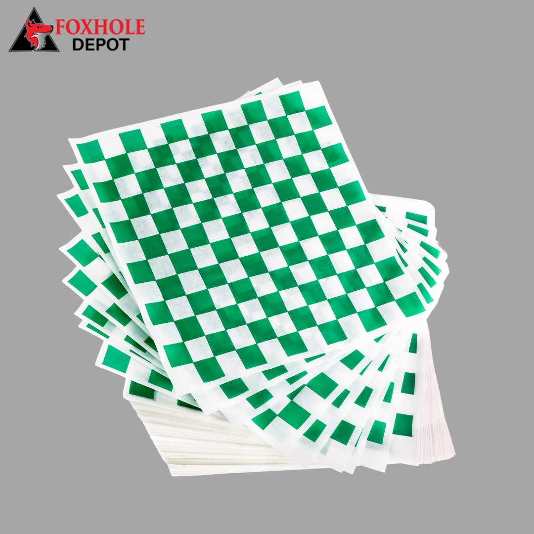 12" x 12" Deli Paper Sheets Sandwich Wrap Paper Checkered Liner Papers - 5000/Case - Green