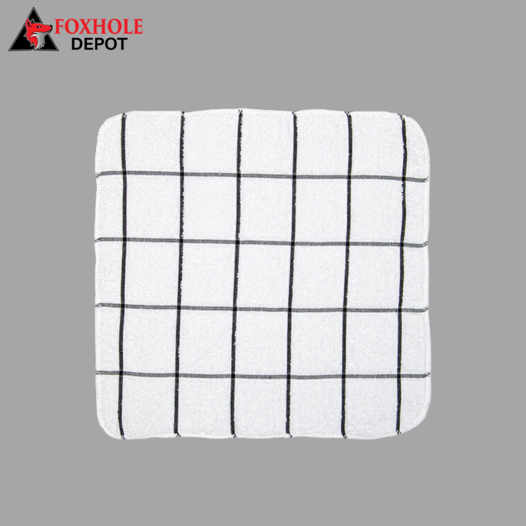 12" x 12" Windowpane Pattern 16 oz. 100% Cotton Terry Dish Cloth - 12/Pack - White/Black