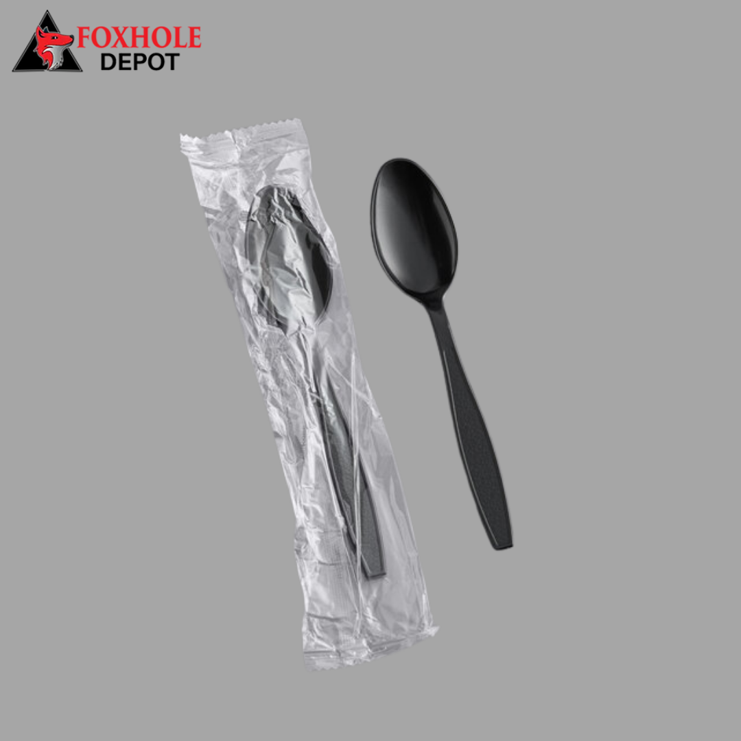 Heavy Weight Individually Wrapped Plastic Teaspoon - 1000/Case - Black