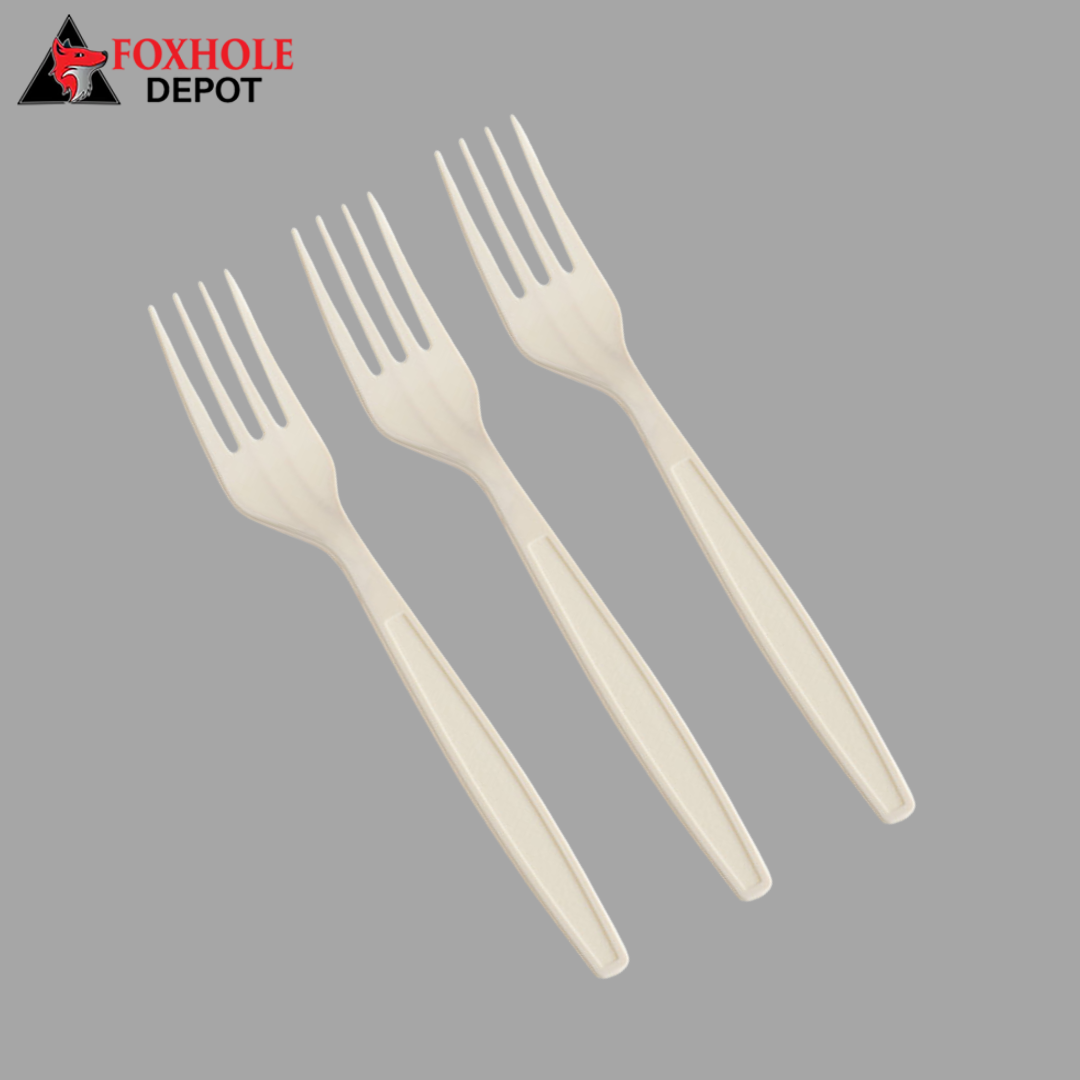 Heavy Weight Plastic Cutlery, Fork, 1000/Case - Beige