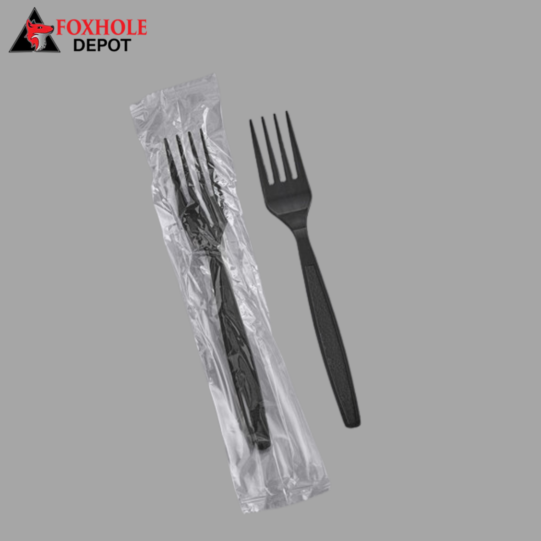 Heavy Weight Plastic Individually Wrapped Forks - 1000/Case - Black