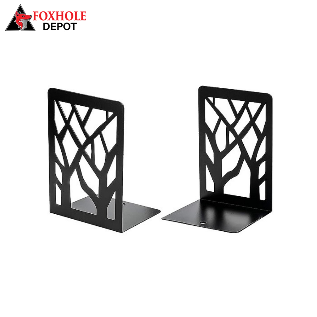 6 Pairs Non-Skid Bookends Metal Book Ends Book Stoppers 3.6"D x 4.7"W x 7"H - Black