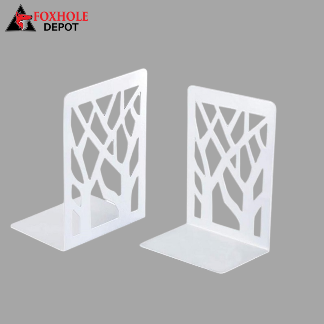 6 Pairs Non-Skid Bookends Metal Book Ends Book Stoppers 3.6"D x 4.7"W x 7"H - White