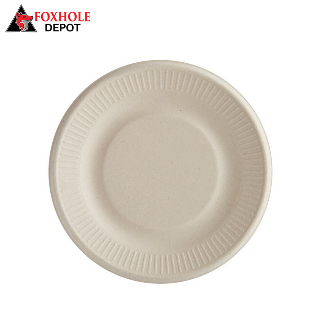 6" Round Compostable Fiber Plate - 1000/Carton - Natural