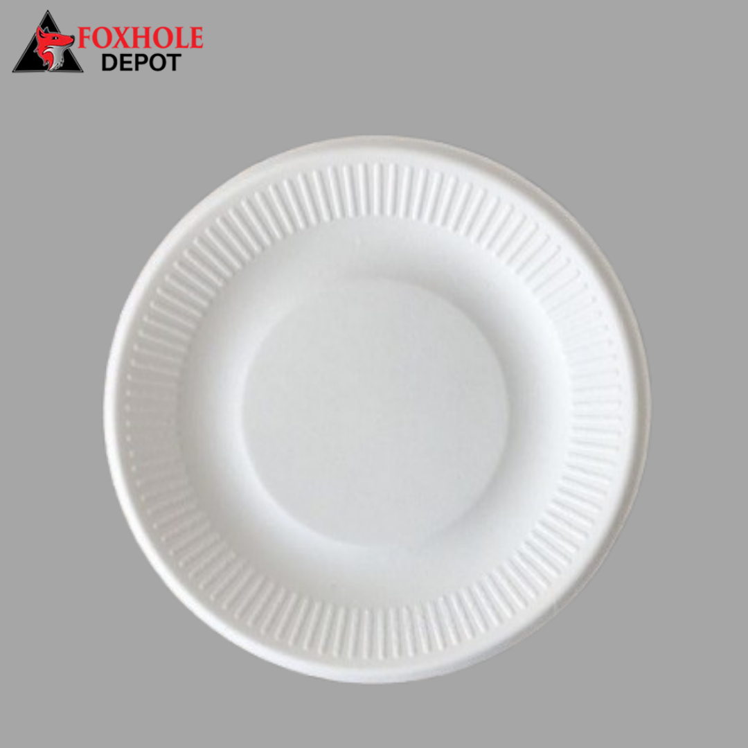 6" Round Compostable Fiber Plate - 1000/Carton - White