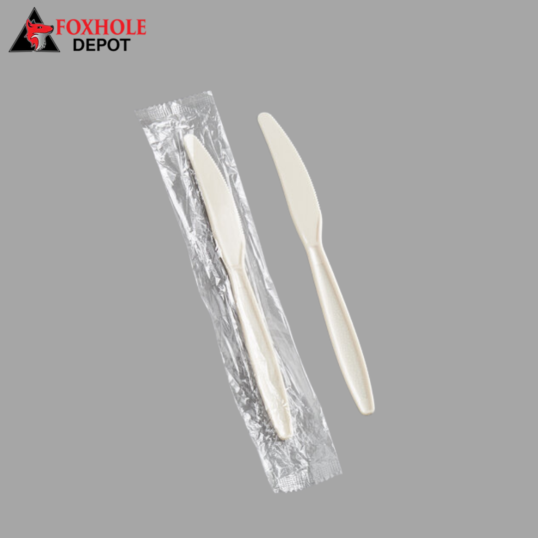 Individually Wrapped Heavy Weight Plastic Knife - 1000/Case - Beige